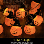 1.5m 10Led Halloween Pumpkin Ghost Skeletons Bat Spider Led Light String Festival Home Bar Party Decor Halloween Ornament