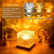 3/16 Colors Dynamic Rotating Water Ripple Projector Night Light Flame Crystal Lamp for Living Room Study Bedroom Bedside Decor