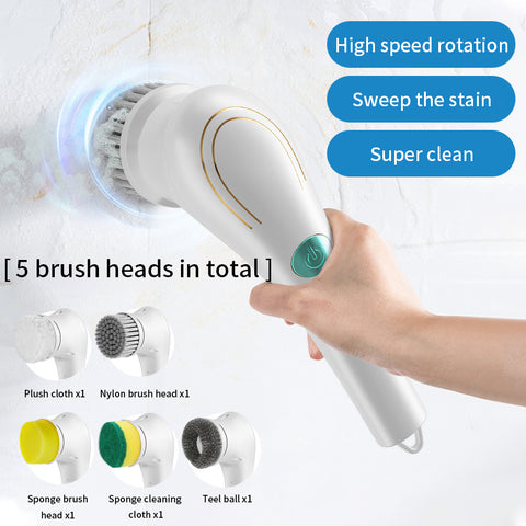 5 Heads Cleaning And Refreshing Hand-Held Kitchen Pots And Pans Multi-Functional Cleaning Electric Cleaning Brush